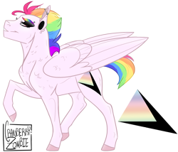 Size: 1350x1153 | Tagged: safe, artist:cranberry--zombie, derpibooru import, oc, oc:prisma, pegasus, pony, female, magical lesbian spawn, mare, offspring, parent:rainbow dash, parents:canon x oc, simple background, solo, transparent background