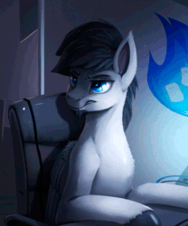 Size: 450x541 | Tagged: safe, artist:rodrigues404, oc, oc only, oc:marshmallow fluffbutt, pegasus, pony, angry, animated, beard, cinemagraph, facial hair, gif, grumpy, male, solo, stallion