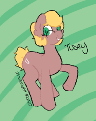 Size: 717x899 | Tagged: safe, artist:obtusehypotenuse, derpibooru import, oc, oc:tusey, earth pony, pony, earth pony oc