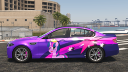 Size: 3840x2160 | Tagged: safe, artist:berryveloce, derpibooru import, twilight sparkle, twilight sparkle (alicorn), alicorn, pony, bmw, bmw 5-series, bmw f10, bmw m5, car, decal, game screencap, the crew 2, video game