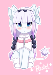 Size: 956x1332 | Tagged: safe, artist:otpl, artist:pastel-pony-princess, pony, crossover, female, filly, kanna kamui, miss kobayashi's dragon maid, pink background, ponified, simple background, solo