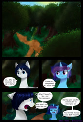 Size: 1024x1503 | Tagged: safe, artist:lunaritass, oc, oc only, alicorn, pegasus, pony, comic:sham true, comic, forest, tree