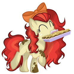 Size: 1024x1028 | Tagged: safe, artist:mintoria, derpibooru import, oc, oc:sweetie pie, earth pony, pony, female, food, lasagna, mare, mouth hold, pasta, simple background, solo, transparent background