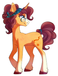 Size: 3745x4961 | Tagged: safe, artist:elskafox, oc, oc only, oc:anise starburst, pony, unicorn, absurd resolution, blaze (coat marking), female, glasses, mare, offspring, parent:saffron masala, parent:sunburst, simple background, socks (coat marking), solo, transparent background, unshorn fetlocks