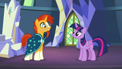 Size: 1280x720 | Tagged: safe, derpibooru import, screencap, sunburst, twilight sparkle, uncommon bond