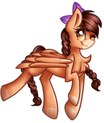 Size: 878x1035 | Tagged: safe, artist:sketchyhowl, oc, oc only, oc:jessica, pegasus, pony, bow, braid, female, hair bow, mare, one eye closed, simple background, solo, transparent background, wink