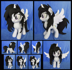 Size: 5000x4859 | Tagged: safe, artist:fireflytwinkletoes, derpibooru import, oc, oc only, oc:star song, alicorn, pony, absurd resolution, alicorn oc, ear piercing, earring, female, horn, irl, jewelry, mare, photo, piercing, plushie, solo, spread wings, wings