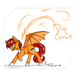 Size: 2500x2500 | Tagged: safe, artist:lovelyheartmlp, oc, oc only, oc:anon citrus, bat pony, pony, high res, male, mouth hold, pencil, raised hoof, solo, stallion