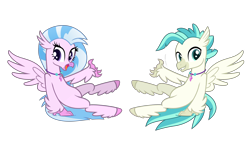 Size: 5000x3000 | Tagged: safe, artist:serukun4, derpibooru import, silverstream, terramar, classical hippogriff, hippogriff, season 8, brother and sister, female, male, siblings, simple background, sitting, transparent background, vector