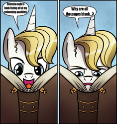 Size: 855x910 | Tagged: safe, edit, idw, prince blueblood, pony, unicorn, book, exploitable meme, male, meme, solo