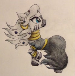 Size: 1024x1038 | Tagged: safe, artist:ekakichan, zecora, zebra, clothes, costume, nightmare night costume, solo, traditional art