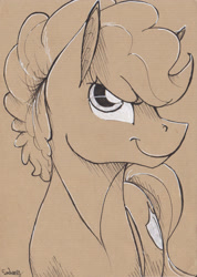 Size: 1762x2474 | Tagged: safe, artist:fanch1, oc, oc only, earth pony, pony, bust, inked, male, portrait, sketch, smiling, solo, traditional art