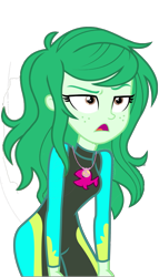 Size: 1556x2728 | Tagged: artist needed, source needed, safe, derpibooru import, wallflower blush, better together, equestria girls, forgotten friendship, clothes swap, female, geode of fauna, implied fluttershy, simple background, solo, transparent background, unamused, wallflower is not amused, wetsuit