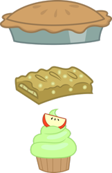 Size: 719x1112 | Tagged: artist needed, safe, derpibooru import, apple, apple fritter (food), apple pie, cupcake, food, no pony, pie, simple background, transparent background, vector
