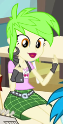 Size: 198x388 | Tagged: safe, screencap, cherry crash, thunderbass, valhallen, equestria girls, equestria girls (movie), background human, clothes, cropped, ear piercing, earring, fingerless gloves, gloves, jewelry, piercing, solo focus