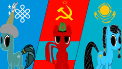 Size: 2560x1440 | Tagged: artist needed, safe, derpibooru import, pony, flag, hammer and sickle, history, kazakhstan, nation ponies, ponified, soviet, soviet union, timeline