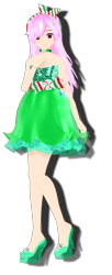 Size: 1221x3000 | Tagged: safe, artist:lokelios, minty, human, g3, 3d, choker, clothes, dress, humanized, looking at you, simple background, solo, transparent background