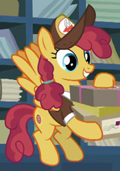 Size: 275x393 | Tagged: safe, derpibooru import, screencap, sunny delivery, pegasus, pony, the break up breakdown, background pony, clothes, cropped, female, hat, mailmare, mare, solo, uniform