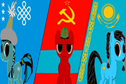 Size: 1095x730 | Tagged: artist needed, safe, derpibooru import, pony, flag, hammer and sickle, history, kazakh, kazakhstan, khan, nation ponies, ponified, soviet, soviet union, timeline