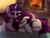 Size: 1300x1000 | Tagged: safe, artist:fur-what-loo, twilight sparkle, oc, oc:raribot, pony, robot, robot pony, commission, cuddling, female, filly, filly twilight sparkle, fireplace, mother and child, mother and daughter, parent and child, raribot, snuggling