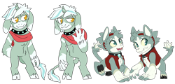 Size: 1366x656 | Tagged: safe, artist:dbkit, oc, oc only, diamond dog, hybrid, pony, clothes, diamond puppy, headband, nose horn, offspring, parent:diamond dog, scarf, simple background, transparent background