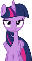 Size: 474x882 | Tagged: safe, derpibooru import, twilight sparkle, twilight sparkle (alicorn), alicorn, fame and misfortune, bedroom eyes, long neck, looking at you, mild bronybait, not a vector, simple background, solo