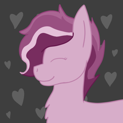 Size: 800x800 | Tagged: safe, artist:insanity-w0lf, derpibooru import, oc, oc only, oc:lavish loyalty, earth pony, pony, abstract background, chest fluff, female, happy, heart, mare, solo