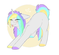 Size: 1400x1300 | Tagged: safe, artist:adostume, derpibooru import, oc, oc only, oc:smoothie, pony, unicorn, blushing, raspberry, simple background, smiling, solo, stretching, tongue out, transparent background