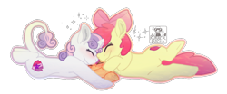 Size: 1146x478 | Tagged: safe, artist:rvbberducky, derpibooru import, apple bloom, scootaloo, sweetie belle, earth pony, pegasus, pony, unicorn, bow, cutie mark crusaders, female, filly, leonine tail, simple background, transparent background, trio