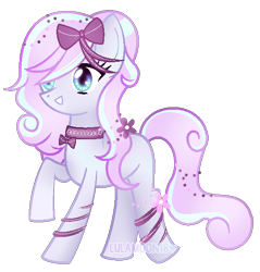 Size: 544x568 | Tagged: safe, artist:lulamoon18, oc, oc only, oc:sprinkle surprise, earth pony, pony, bow, hair bow, simple background, solo, transparent background