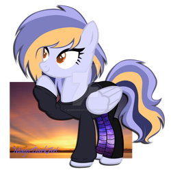 Size: 1024x1021 | Tagged: safe, artist:magicdarkart, derpibooru import, oc, oc only, pegasus, pony, clothes, female, mare, simple background, solo, transparent background, watermark