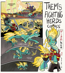 Size: 1153x1289 | Tagged: safe, artist:lytlethelemur, derpibooru import, tianhuo, longma, them's fightin' herds, comic, female, fight, misspelling