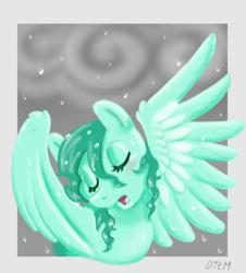 Size: 702x778 | Tagged: safe, artist:donkeyinthemiddle, derpibooru import, medley, pony, g1, eyes closed, female, mare, rain, singing, solo, storm