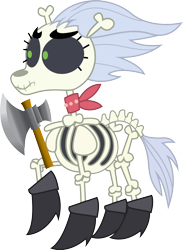 Size: 3700x5060 | Tagged: safe, artist:andrevus, derpibooru import, skellinore, skeleton pony, the break up breakdown, axe, battle axe, bone, boots, female, high res, mare, neckerchief, shoes, simple background, skeleton, solo, transparent background, vector, weapon