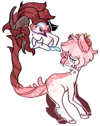 Size: 635x800 | Tagged: safe, artist:fursalot, derpibooru import, oc, oc only, earth pony, original species, pony, crying, flower, flower in hair, monster, simple background, solo, tail, transparent background