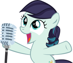 Size: 4828x4145 | Tagged: safe, artist:ironm17, derpibooru import, coloratura, earth pony, pony, absurd resolution, female, filly, filly coloratura, happy, microphone, open mouth, rara, simple background, singing, solo, transparent background, vector, younger