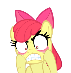 Size: 920x960 | Tagged: safe, edit, apple bloom, angry, eyelid pull, faic, female, gritted teeth, rage, simple background, solo, teeth, transparent background, vector, wat