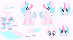 Size: 1154x631 | Tagged: safe, artist:arxielle, derpibooru import, oc, oc:sakura fairy, pegasus, pony, female, mare, reference sheet, solo