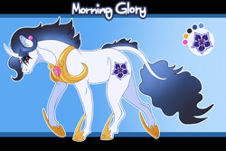 Size: 1200x800 | Tagged: safe, artist:bijutsuyoukai, oc, oc only, oc:morning glory, pony, unicorn, curved horn, female, mare, offspring, parent:good king sombra, parent:king sombra, parent:princess celestia, parents:celestibra, solo