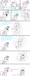 Size: 1206x3000 | Tagged: safe, artist:pepsi twist, silver spoon, sweetie belle, comic, levitation, magic, monochrome, telekinesis