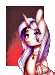 Size: 658x892 | Tagged: safe, artist:xxmissteaxx, oc, oc only, oc:ink heart, alicorn, pony, bust, female, mare, portrait, solo