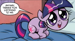 Size: 682x380 | Tagged: safe, artist:brendahickey, derpibooru import, idw, twilight sparkle, spoiler:comic40, cute, female, filly, filly twilight sparkle, twiabetes, weapons-grade cute, younger