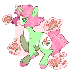 Size: 856x859 | Tagged: safe, artist:fursalot, derpibooru import, oc, oc only, pony, unicorn, flower, smiling, solo