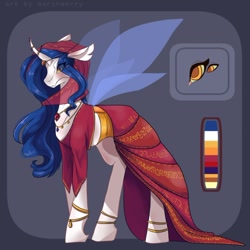 Size: 894x893 | Tagged: safe, artist:skylacuna, derpibooru import, oc, changeling, clothes, dress, female, reference sheet, solo