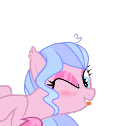 Size: 989x981 | Tagged: safe, artist:cloiepony, oc, oc only, oc:glitzy glam, bat pony, pony, base used, blushing, female, mare, one eye closed, simple background, solo, tongue out, transparent background, wink