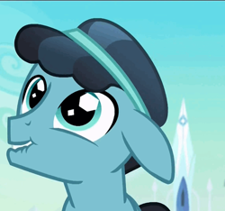 Size: 516x484 | Tagged: safe, screencap, thorax, changeling, the times they are a changeling, crystal empire, crystal hoof, cute, disguise, disguised changeling, floppy ears, lip bite, solo, thorabetes