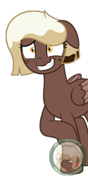 Size: 2344x4688 | Tagged: safe, artist:besttubahorse, derpibooru import, oc, oc only, oc:sweet mocha, pegasus, pony, alternate hairstyle, female, floppy ears, freckles, manecut, mare, nervous, short hair, simple background, solo, transparent background, vector, watermark