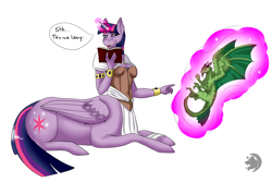 Size: 3000x2000 | Tagged: safe, artist:lupus-noctis-art, derpibooru import, twilight sparkle, twilight sparkle (alicorn), oc, oc:rye, alicorn, anthro, centaur, dragon, ponytaur, taur, anthro centaur, book, levitation, magic, telekinesis