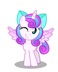 Size: 1600x2001 | Tagged: safe, artist:aleximusprime, derpibooru import, princess flurry heart, bow, cute, female, filly, flurrybetes, older, older flurry heart, one eye closed, simple background, solo, transparent background, vector, wink