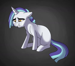 Size: 1600x1394 | Tagged: safe, artist:cascayd, derpibooru import, oc, oc only, oc:sunbeam, unicorn, blank flank, crying, next generation, offspring, parent:rarity, parent:thunderlane, parents:rarilane, sad, solo